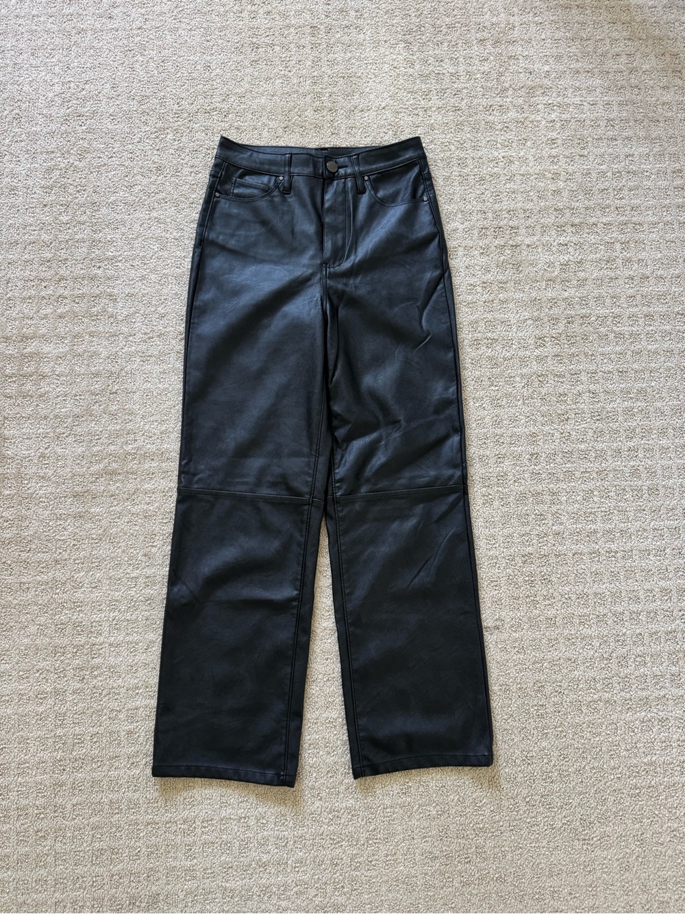 NEW Blank NYC women’s black faux leather The Baxter straight leg pants size 25